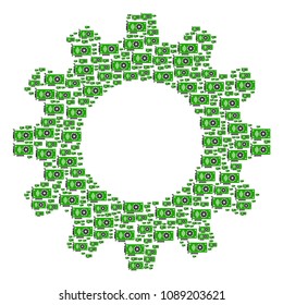 Vector video GPU card icons are formed into gear collage. Mechanical design concept constructed with video GPU card elements.
