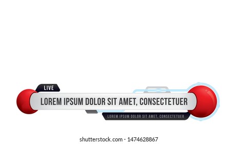 Vector video headline title or television news bar design template isolated on white background
