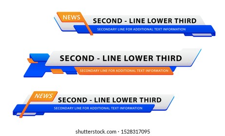 Vector video headline title or television news bar design template isolated on white background