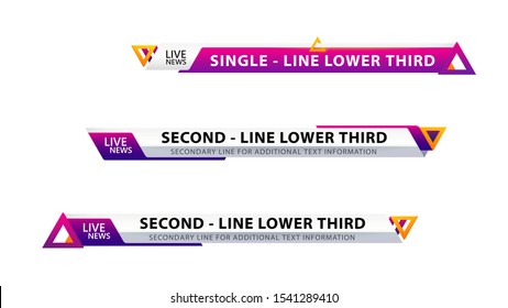 Vector video headline title or television news bar design template isolated on white background