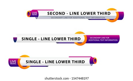 Vector video headline title or television news bar design template isolated on white background