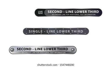 Vector video headline title or television news bar design template isolated on white background