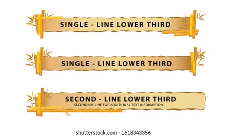 Vector video headline title or television news bar design template with bamboo theme isolated on white background