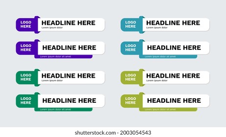 Vector Video Headline Title Or Television News Bar Design Template Isolated On White Background. Graphic Set Of Broadcast News Lower Thirds Banner For Television, Video And Media Channel