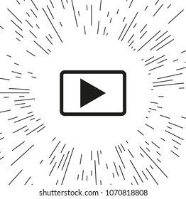 Vector video icon against the background of the rays