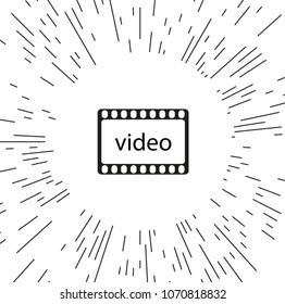 Vector video icon against the background of the rays