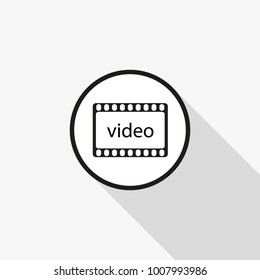 Vector video icon with a long shadow