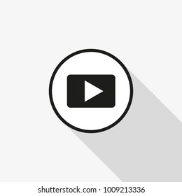 Vector video icon with a long shadow