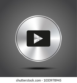 Vector video icon metallic isolated on dark background