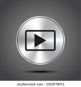 Vector video icon metallic isolated on dark background