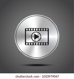 Vector video icon metallic isolated on dark background