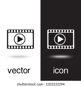 Vector video icon on black and white background