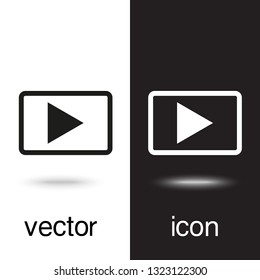 Vector video icon on black and white background