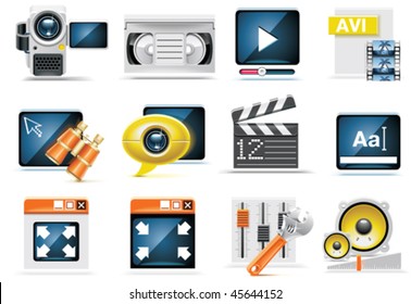 Conjunto de iconos de vídeo del vector