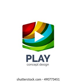 Vector video play logo template. Colorful unusual business icon