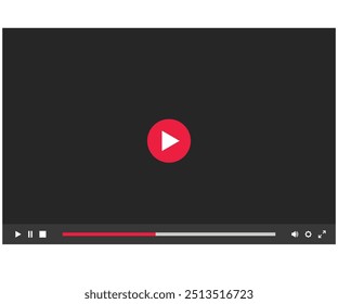 Vector Video Playback Screen Frame Material. Video player interface isolated on white background