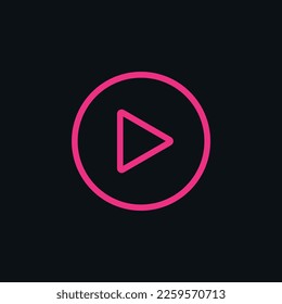Icono del reproductor de vídeo vectorial en color rosa aislado en fondo oscuro.
