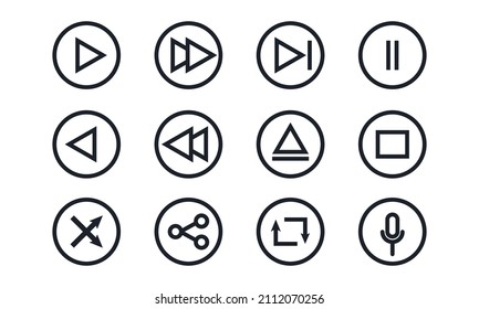 Vector video player icons set