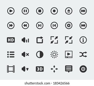 Vector video player mini icons set