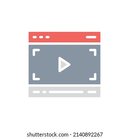 Vector video player, multimedia page white line icon.