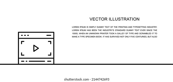 Vector video player, multimedia page one line icon. Continuous one line illustration.