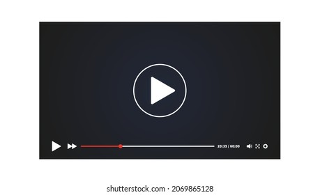 Vector video player window template. Video app window