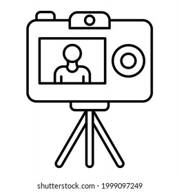 Vector Video Recording Outline Icon Design
