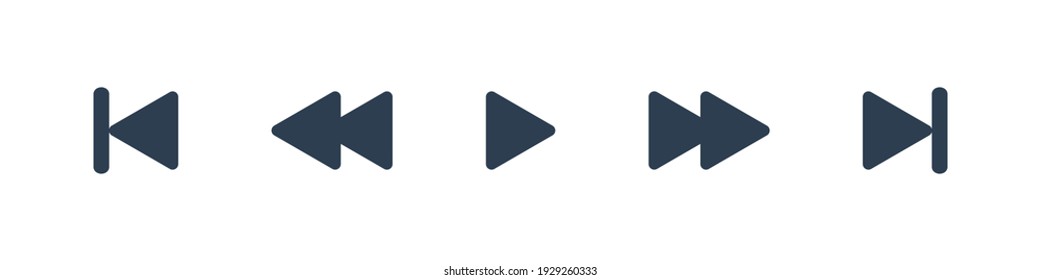vector video rewind media button icon set