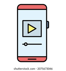 Vector Video Streaming Filled Outline Icon Design
