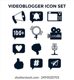 vector videoblogger icon set of blue elements