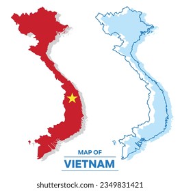 Vector Vietnam flag map set simple flat illustration