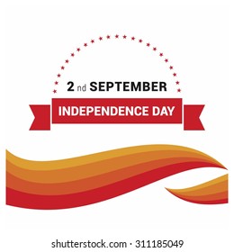 Vector Vietnam Independence Day 2nd September Celebration Card. red and yellow lines abstract background with label stamp. Illustration