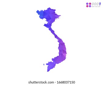 Vector Vietnam map colorful polygon triangle mosaic with white background. style gradient.