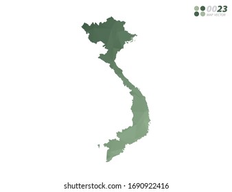 Vector de Vietnam mapa mosaico triángulo de polígono verde con fondo blanco. degradado de estilo.