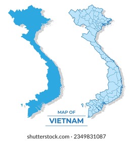 Vector Vietnam map set simple flat and outline style illustration