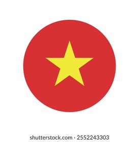 Icono de la bandera nacional de Vietnam del Vector. Bandera redonda de Vietnam sobre fondo blanco.