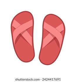 Vector vietnamese flip flops isolated on white background. Vietnamese slates shoes for beach. Cartoon style illustration.