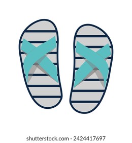 Vector vietnamese flip flops isolated on white background. Vietnamese slates shoes for beach. Cartoon style illustration.