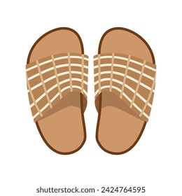 Vector vietnamese flip flops isolated on white background. Vietnamese slates shoes for beach. Cartoon style illustration.