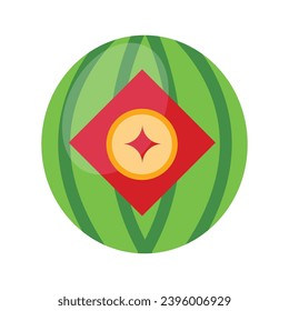 Vector vietnamese new year watermelon on white
