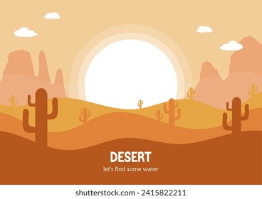 vector view of the hot desert with its calm atmosphere