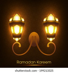 vector view of illuminated arabic lamps for the celebration of ramadan kareem and other muslim festivals.