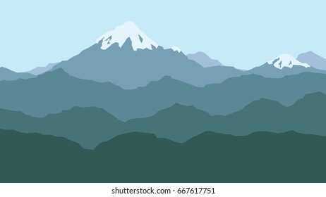 Vector view with mountains and forest