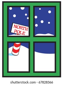 vector view of north pole sign from window