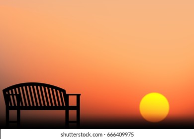 vector view point twilight, chair silhouette sunset illustration background  