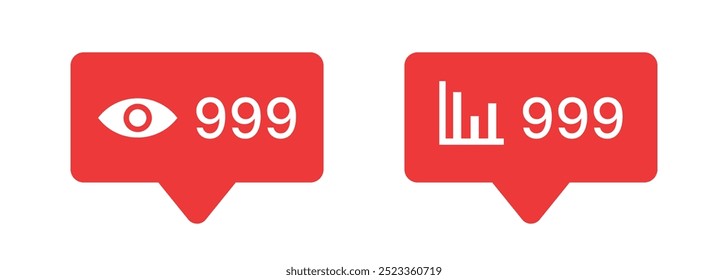 Vector Views Flat Icon. Statistics Flat Icon. Number of Views Symbol. Graph Flat Symbol