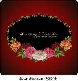 Vector vignette of a bouquet of roses on a dark background