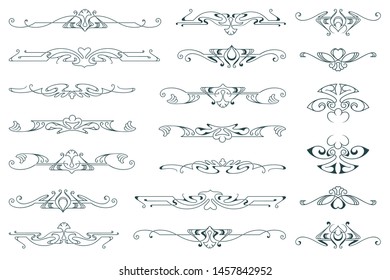 Vector vignette for labels, sticker and other design. Set of floral and plant tribal tattoos.
