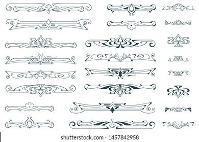 Vector vignette for labels, sticker and other design. Set of floral and plant tribal tattoos.