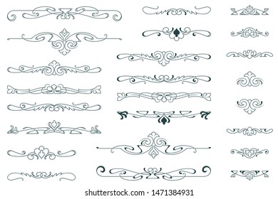 Vector vignette for labels, sticker and other design. Set of floral and plant tribal tattoos.